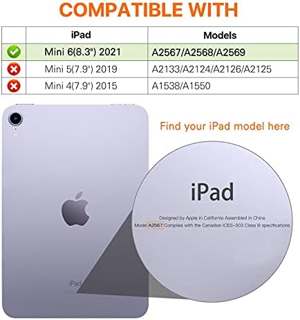 Slučaj Moko kompatibilan sa Appleom Novom iPad Mini 6. generacijom 8,3-inča 2021, vodootporna futrola sa ugrađenim zaštitnim zaslonom Pročisti zaštitni futrola, crna, crna