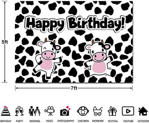 REAGTUGHT Happy Birthday Cartoon Cow Backdrop Banner Happy Birthday Decorations Pozadina Pozadina zavjese