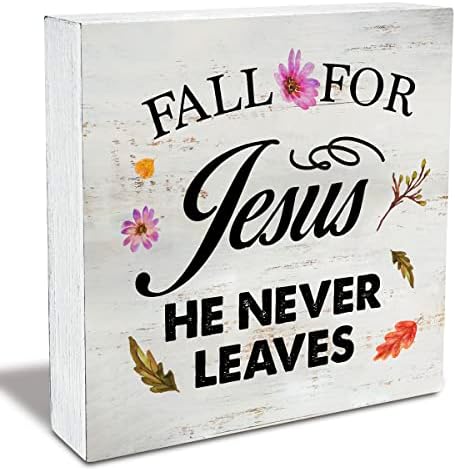 Rustikalni pad za Isusa nikad ne napušta drvo za drvo na inspirativno jeseni drveni okvir Sign Searhouse Home Uredski stol Dekor