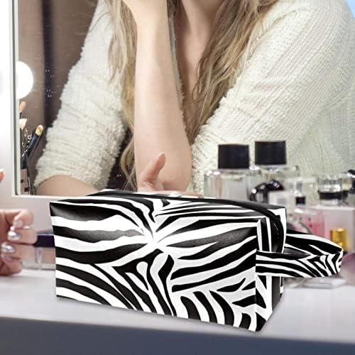 Tbouobt kozmetičke vrećice za žene, šminke za šminku TOAL TOAL TORBIJSKI OTVORI Organizator, Zebra uzorak crna bijela pruga modernog