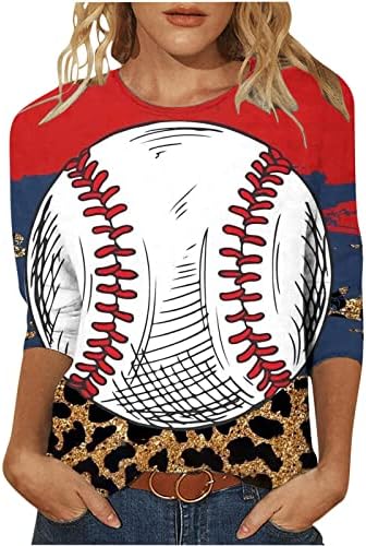 Majčin dan 3/4 majice rukava za žene Ljeto bejzbol mama vrhova ženskih ležernih posada Trendi grafički grafički tines