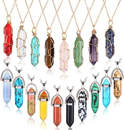 Julmelon 18 kom su šesterokutni kristalni ogrlice duhovni umjetnički kristalni privjesci za nakit sa žicom