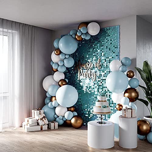 HOUSE of PARTY Blue Shimmer zid pozadina - 24 ploče Round Sequin Shimmer pozadina za rođendan dekoracije | vjenčanje, angažman & Bachelorette potrepštine
