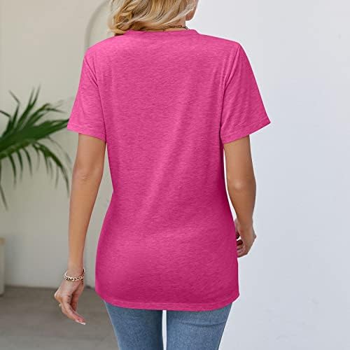 Qcemeni ljetne ženske majice Ruched Criss Wrap vrhovi V izrez kratka rukava 2023 Trendy Casual Solid Slim Fit Tee bluza