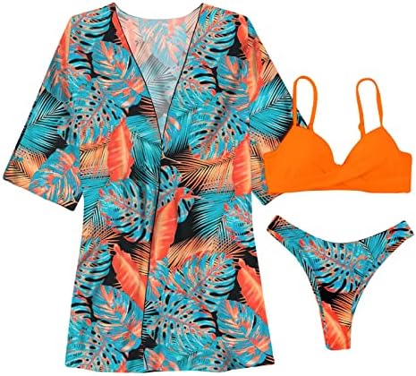 MTSDJSKF Swim trunks za žene sa džepovima Žene Mid Mwaist Bikinis 2023 Seksi 3 komada Bikini set pokriti kupaćim kostimu za