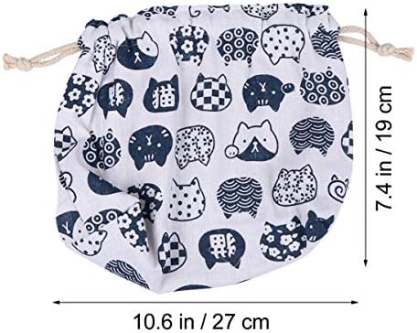 STOBOK torbe za ručak za višekratnu upotrebu vezice za ručak torbe za ručak japanskog stila Bento Bag Platnena torba za hranu sklopiva periva torbica za ručak za školski rad na otvorenom Bijela pamučna torba za ručak