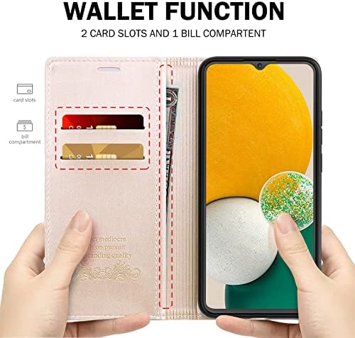 Jasmeas futrola za Samsung Galaxy A13 5G 5G, torbica za novčanik od goveđe kože sa 2 zaštitnika ekrana od kaljenog stakla,utori za držač kartica kao zaštitni poslovni preklopni poklopac