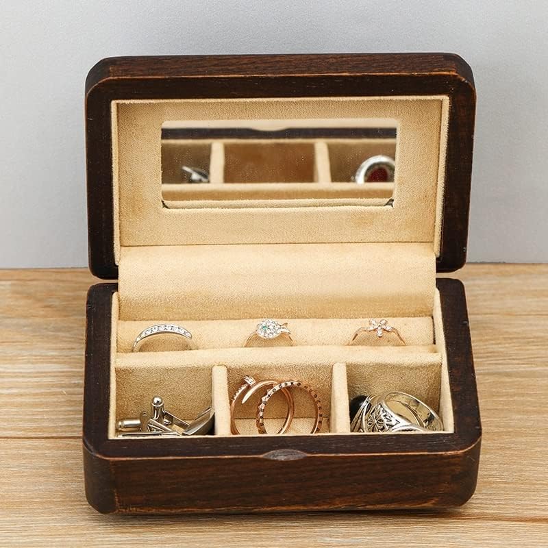 WALNUTA drvena mala kutija za nakit organizator putovanja drvena ogrlica naušnica prsten Nakit vitrina vitrina skladište (boja :a, veličina