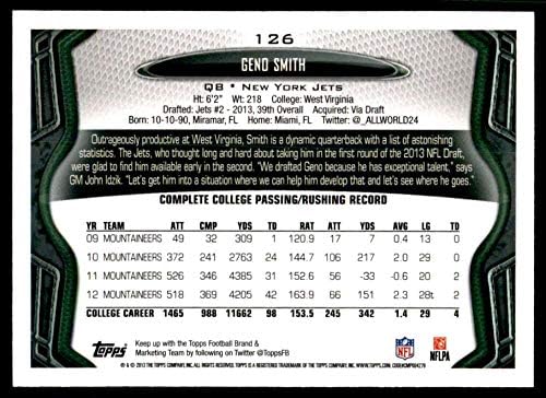 2013 TOPPS Fudbal 126 Geno Smith RC Rookie New York Jets Službena NFL trgovačka kartica