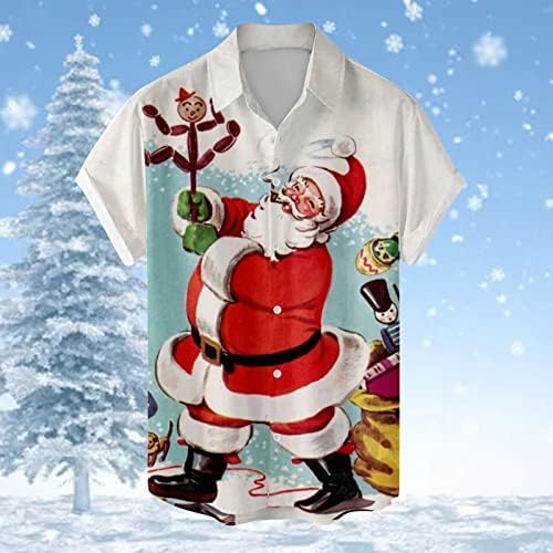DSODAN božićni mens majice s kratkim rukavima smiješni Xmas Santa Claus Havajska majica za zabavu Grafičke majice