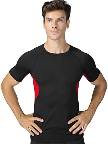 Eargfm Muške košulje za kompresiju Atletski kratki rukav Brzi suhi osnovni sloj vježbanje trčanja majica