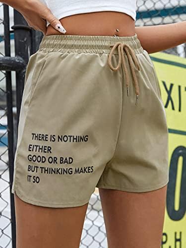 Gorglitter ženski slogan grafički grafički izvlačenje elastičnih struka kratke hlače Ležerne ljetne kratke hlače sa džepovima