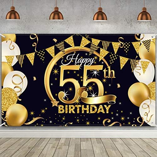 Dekoracija rođendanske zabave izuzetno velika tkanina crno zlato znak Poster za Anniversary Photo Booth Backdrop pozadinski Baner, potrepštine za rođendanske zabave, 72,8 x 43,3 inča