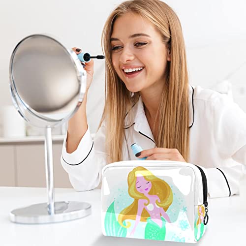Torba za šminku Mermaid Princess - prijenosna putna kozmetička torbica, toaletni organizator za žene, lagane toaletne uređaje Torba za ženu Rođendanski pokloni 7.3x3x5.1In