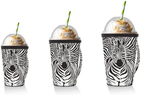 Životinjska zebra Print za punjenje za višekratnu kafu s ručicama neoprenske čaše za sode, latte, čaj, pića, pivo