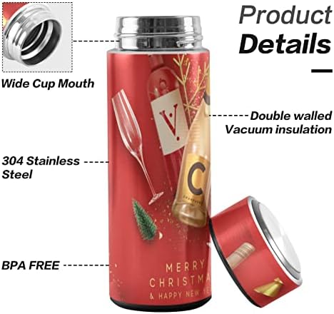 Dallon Termos Cup, sretan božić sretna nova godina crvena vakuumska čaša od nehrđajućeg čelika za boce od nehrđajućeg čelika za na otvorenom, BPA besplatna dvostruka zidana