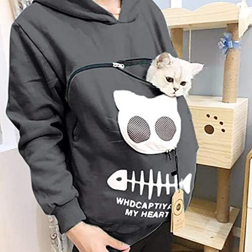 CEANGRRO CAT HOODIE za ženske kapuljača za kućne ljubimce Hoodie Kitten Print Cat Hoodie torbica za kućne ljubimce torbica za žene dukseve