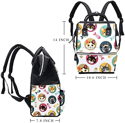 Slatke mačke i riblji kosti ručni torbe za pelene ruksak baby peppy Promjena torbe s više funkcija Veliki