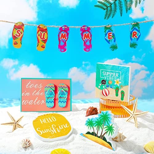 10 komada Ljeto repno ureda dekor potpisuje set Ljetni Havaji Seoski kuća Summer Beach Papuče Sunshine Relied