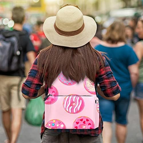Tbouobt kožni ruksak za putovanja Lagani laptop Ležerni ruksak za žene Muškarci, Pink Donut Crtani film