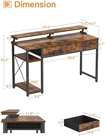 ODK računarski sto 47 Tabela: kancelarijski sto sa fiokama & amp; police za skladištenje drveta, pisaći