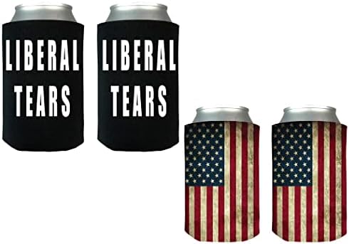 Smiješne šale liberalne suze, USA rustikalna zastava snop slovojena piva može boca pića hladni rukavi 2 seta od 2 paketa poklon set combo