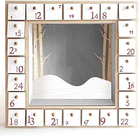 Adventski kalendar kvadratni drveni 32 x 32 cm