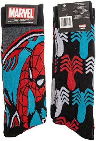 Hyp Adult 2 Pack Charcoal Spider-Man Crew Socks Standard