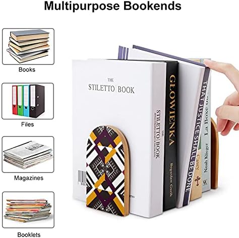 Geometrijski etnički uzorak završava Knjige za police drveni držač držača za knjige za teške knjige razdjelnik