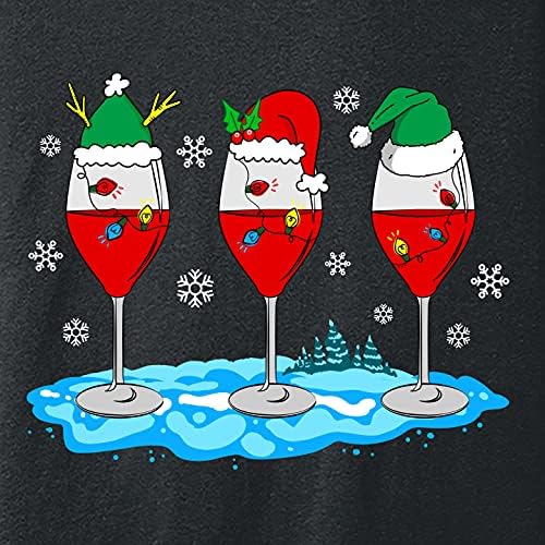 Teeamore Božić vino staklo Funny Božić Santa kape Žene T-Shirt