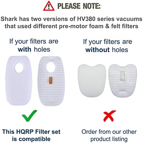 HQRP 2-pack Foam & filc Filter Kit kompatibilan sa Shark Rocket DuoClean serije HV380, HV380W, HV381, HV381C,