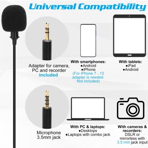 Profesionalni ocena Lavalier rever mikrofon za TCL karticu 8 4G kompatibilan sa iPhone telefonom ili bloganjem