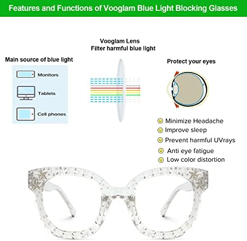Vooglam kvadratne naočare za blokiranje plavog svjetla za žene protiv UV očiju Candice