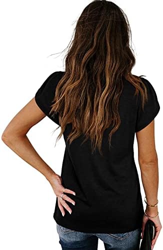 Nokmopo Radne majice za žene Business Casual Creative Print V-izrez Petal Majica kratkih rukava Osnovni