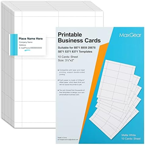 MaxGear vizitkarte 200 vizitkarte za štampanje, papir za vizit karte kompatibilan sa laserskim & Inkjet