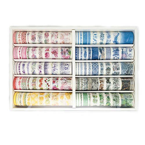 Koolemon 100rolls / Set Retro Washi vrpce papir maskiranje papira za umjetnost, DIY zanalitet, dnevnici,
