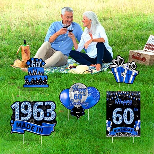 5 kom Navy plavi 60. rođendan dvorište za muškarce Happy 60 rođendana napravljen 1963. godine travnjak sa