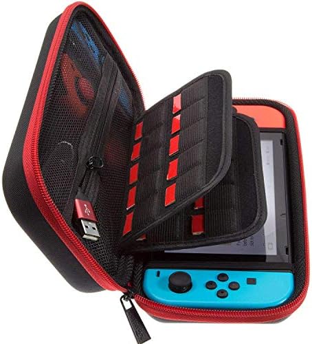 Torbica za nošenje leptira za Nintendo prekidač, 18 držača za igru, velika dodatna torbica - crvena / crna