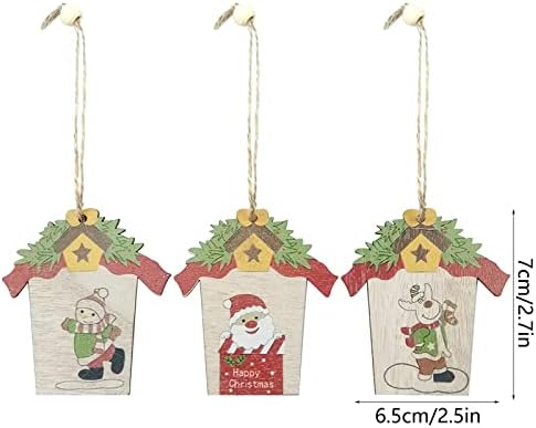 3pcs Božićne drvene božićne ptice Kuća Garland Old Man Snjegović medvjedi božićne ukrase male privjeske