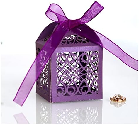 Zjhyxyh 50pcs čipka rešetka šuplja nosača poklon bombona kutije sa vrpcom prilagođenim zabavom za vjenčanje
