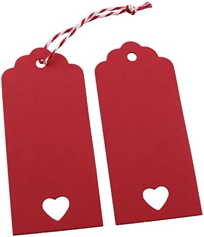 ZZLZX 100kom Valentine poklon oznake Kraft papir u obliku srca poklon oznake za štampanje oznake crveni