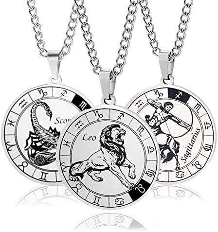 Ailiessy 12 sazviježđe ogrlica od nehrđajućeg čelika disk s novčićima zodijački Horoskop Privjesak Ogrlica