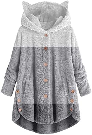 KolockBlock fleece jakna za žene pulover dukserice dukserice mačja uho džep čvrsto topla zimska prevelika