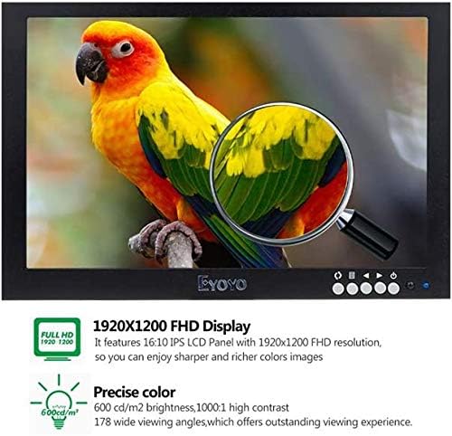 Eyoyo 10 inčni IPS LCD HDMI Monitor 1920x1200 Full HD Monitor sa HDMI / BNC/VGA / USB ulazom i zvučnikom
