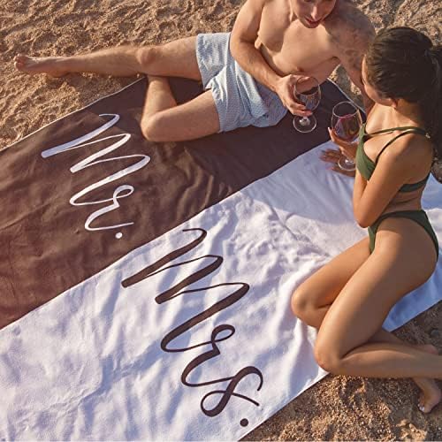 Ethisa MR i MRS ručnik za plažu - medeni mjesec za bračni ručnik za plažu - vjenčani poklon za novopečeni