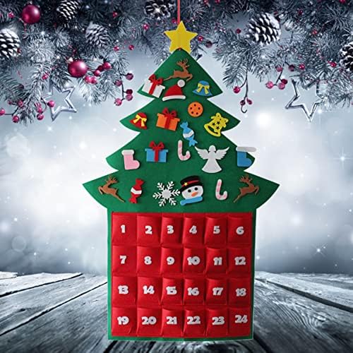 ABOOFAN 3pcs DIY Tree Green Advent viseći Božić filc Decor kalendar Festival za tamnu djecu odbrojavanje