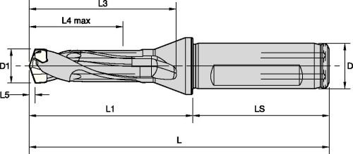 Widia TDM230R3SCF25M Vrhunska bušilica M1 modularni bušilica, 23 mm Prečnik rezanja, 3xD, 125 mm prirubnički