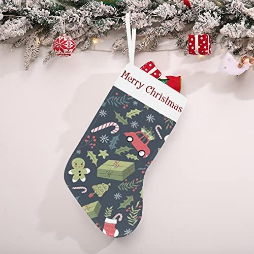 Božićne čarape sa božićnim lutkama uzorka od drveta 18 inča veliki božićni dekor
