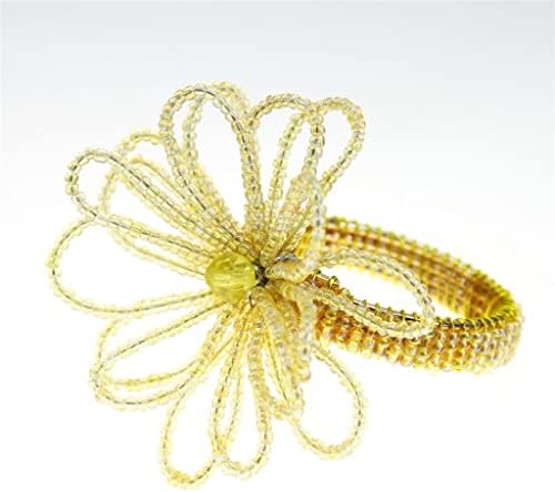N / A 12 komada perlirane salvete prsten za zabavu za zabavu Stollop Staklene cvijeće na prsten od salvete