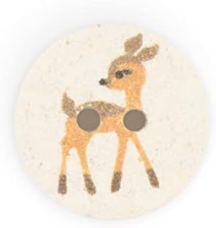 Dritz jelen, 15 mm, prirodni, 9 recikliranih pamučnih tipki ,, 9 brojeva